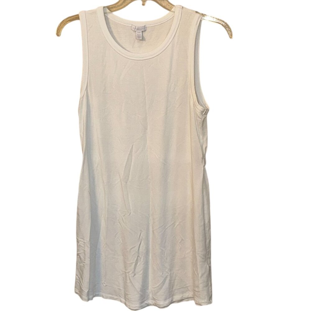 Beyond Yoga Out Of‎ Town White Terry Cloth Sleeveless Elastic Waist Dress Large